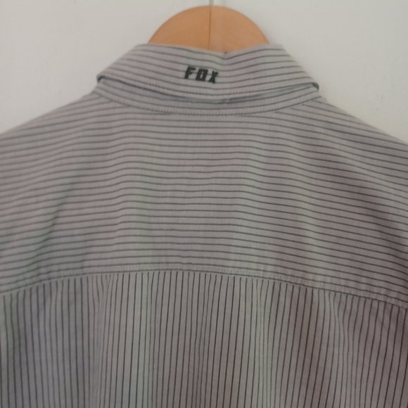 Fox Racing Shirt Mens XL Gray Stripes Button Down Short Sleeve Lightweight Moto - Picture 5 of 13